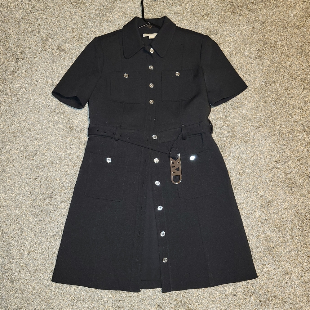 Michael Kors Crepe Stretch Belted Utility dress